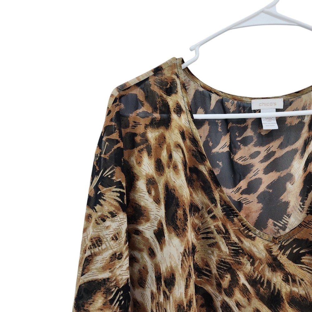 Chico's Women's Lightweight Animal Print Sheer Caftan Cover Up - S/M - Picture 2 of 6